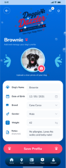 Brownie's editable pet profile